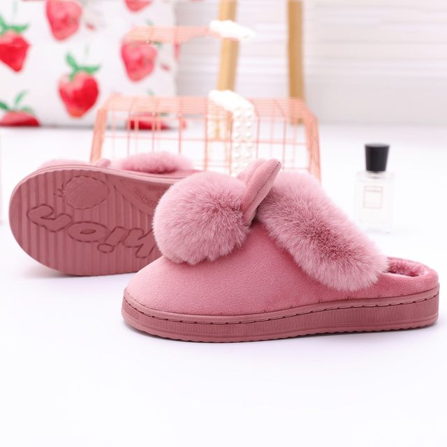 Winter Warm Fluffy Cozy Rabbit Plush Fur Slippers