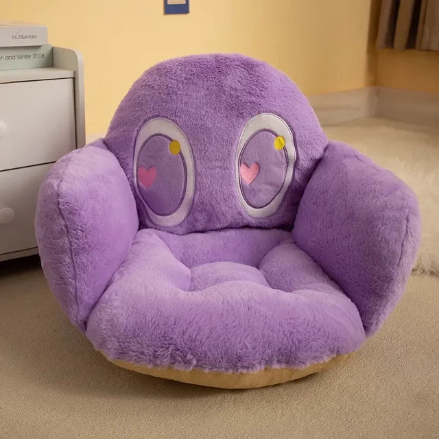 Winter Plush Half Surrounded Backrest Cartoon Chair Cushion