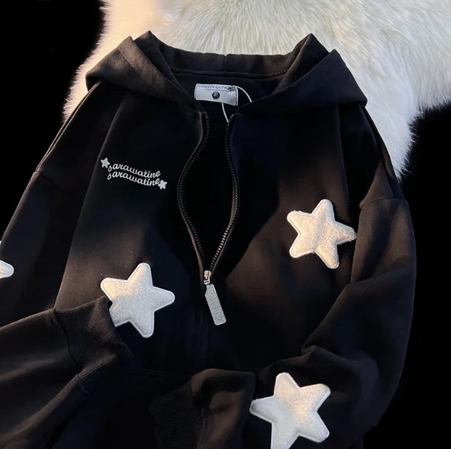 Star Work Sweatshirt with Angel Wings Winter Hoodie