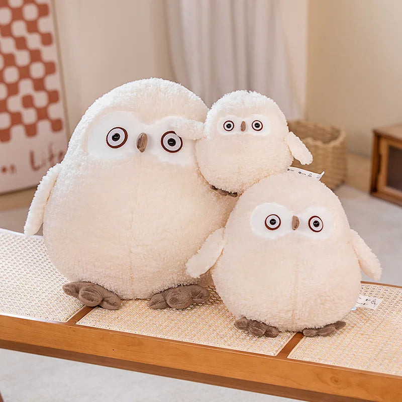 Fluffy Snowy Stuffed Shocked Owl Plushie