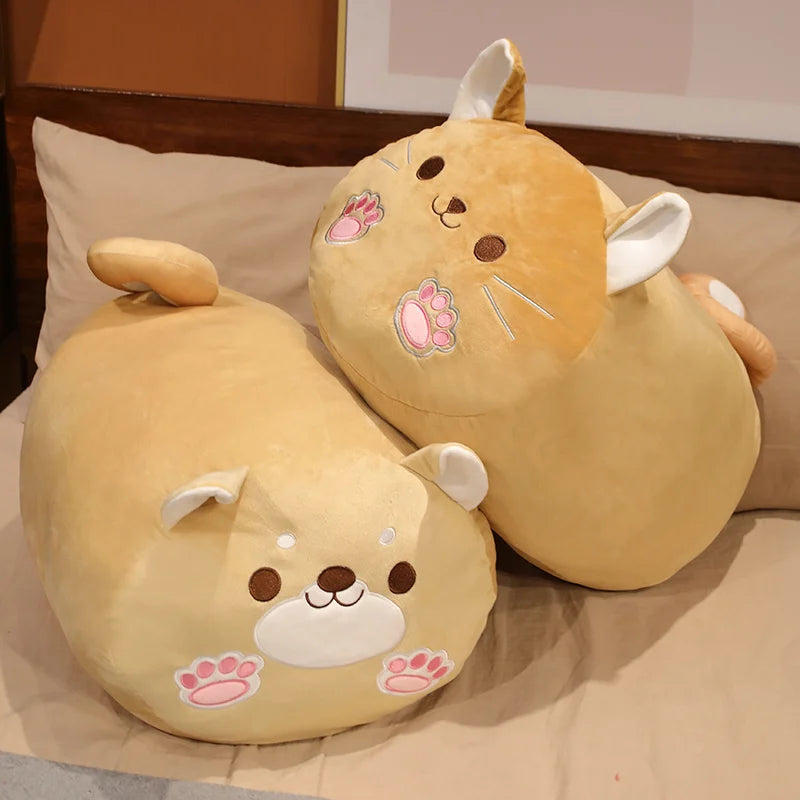 Cute Cat & Japanese Shiba Inu Dog Plush Pillow