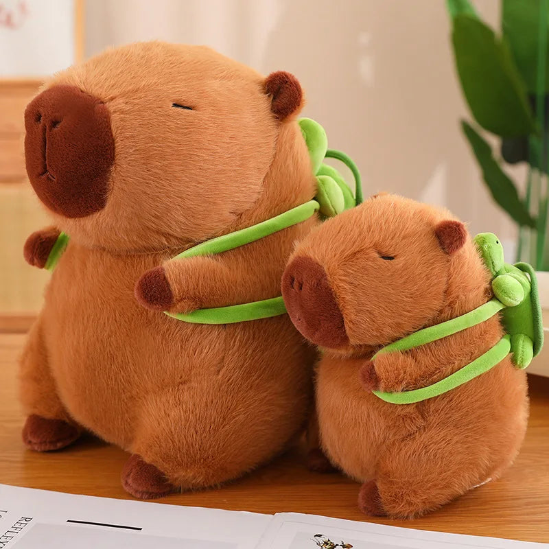 Cute Fully Filled Capybara with Tortoise Backpack Plushies