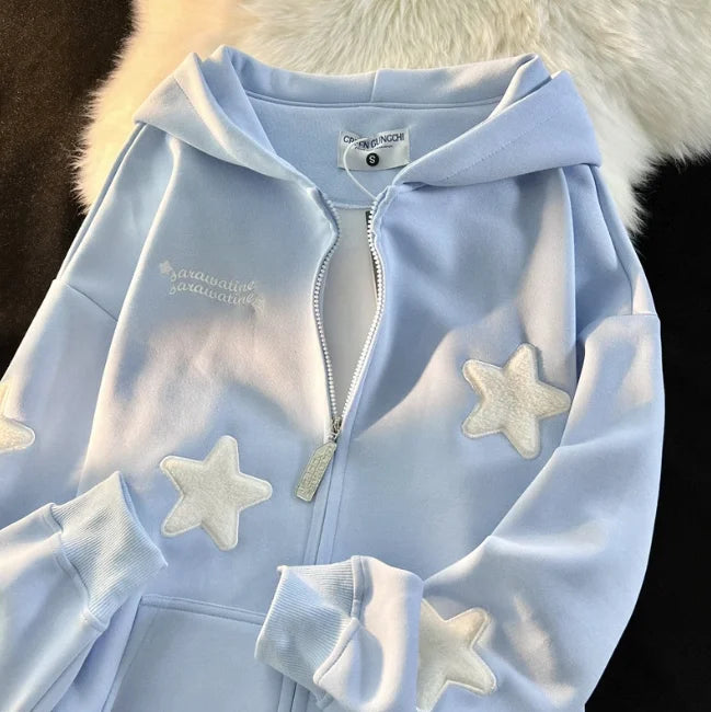 Star Work Sweatshirt with Angel Wings Winter Hoodie