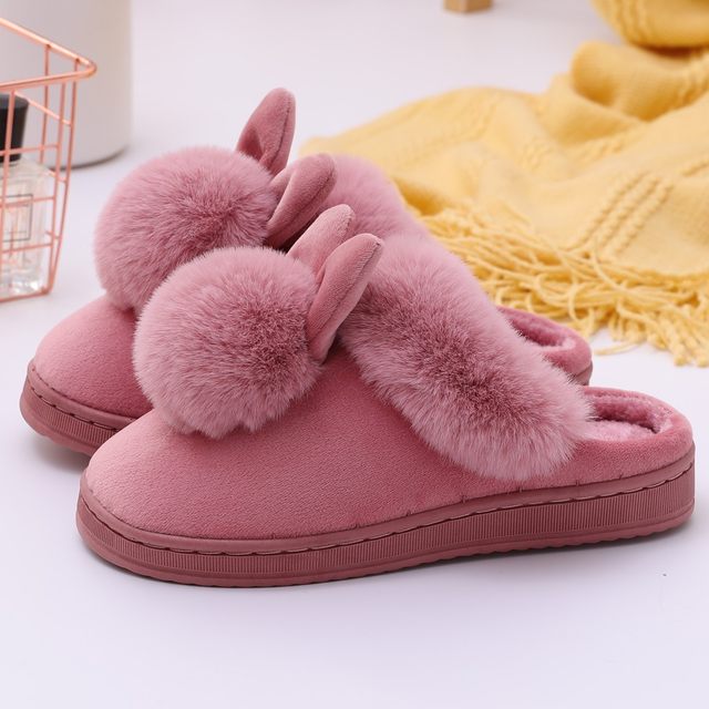 Winter Warm Fluffy Cozy Rabbit Plush Fur Slippers