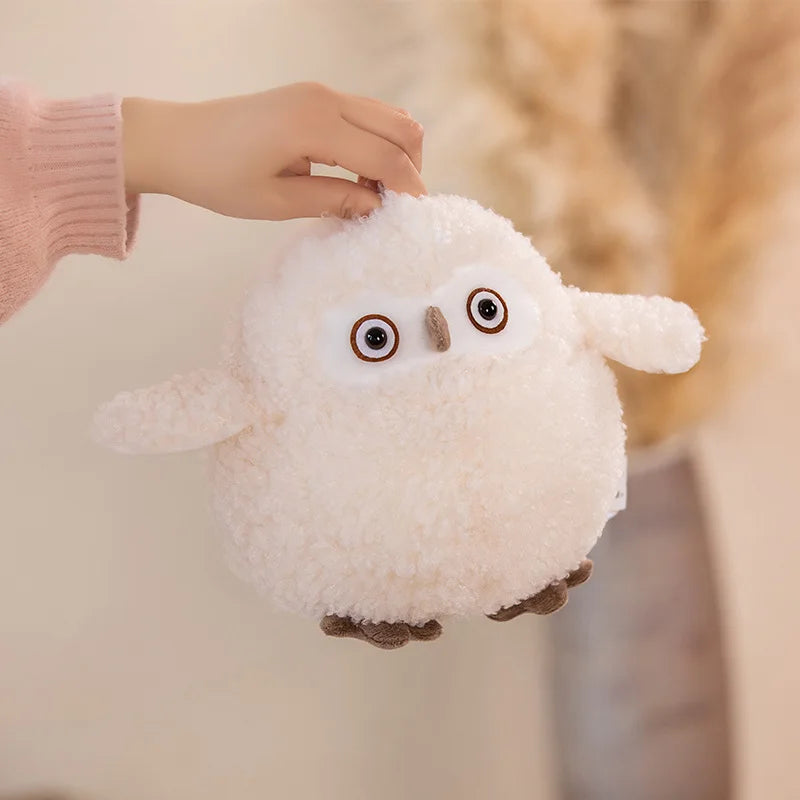 Fluffy Snowy Stuffed Shocked Owl Plushie