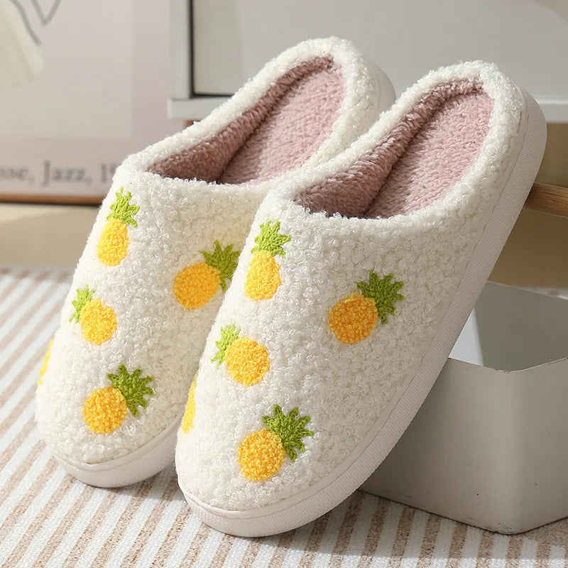 Winter Fluffy Soft Fruit Design Home Slippers