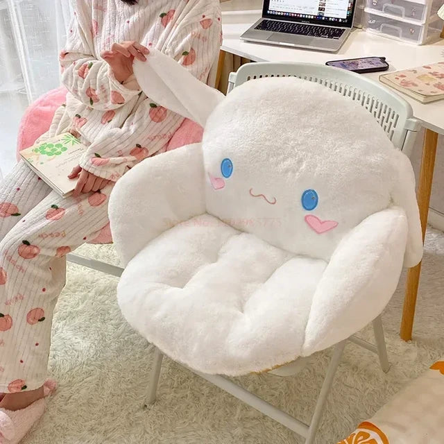 Winter Plush Half Surrounded Backrest Cartoon Chair Cushion