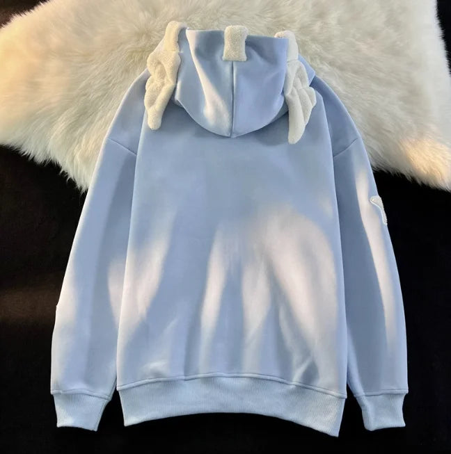 Star Work Sweatshirt with Angel Wings Winter Hoodie