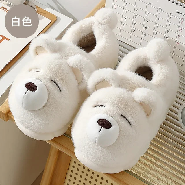 Winter Warm Fluffy Cozy Bear Plush Fur Shoe