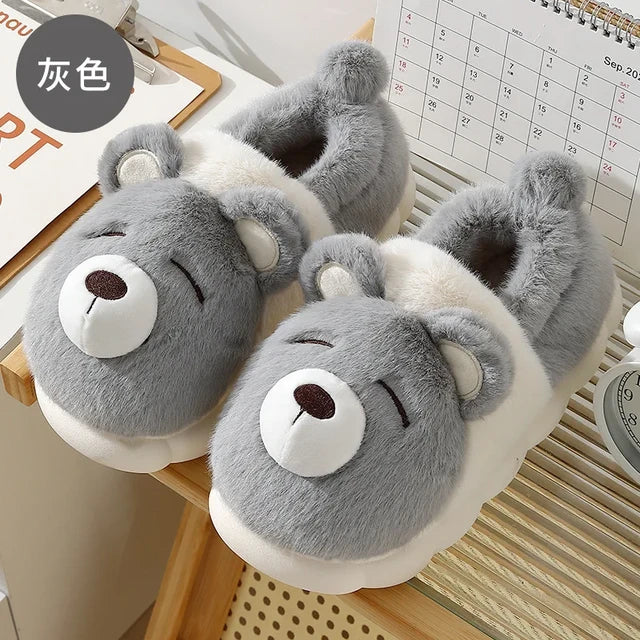 Winter Warm Fluffy Cozy Bear Plush Fur Shoe