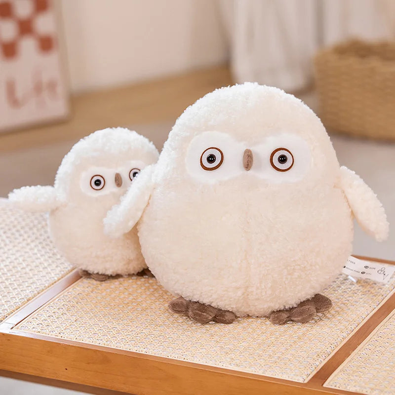 Fluffy Snowy Stuffed Shocked Owl Plushie