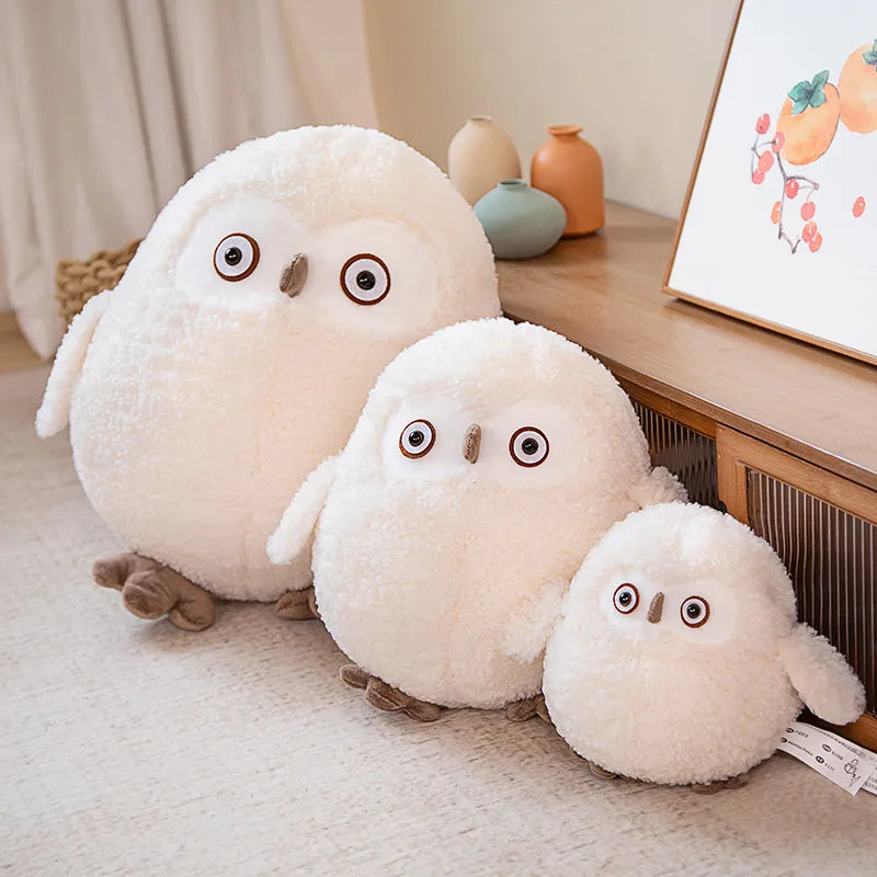 Fluffy Snowy Stuffed Shocked Owl Plushie