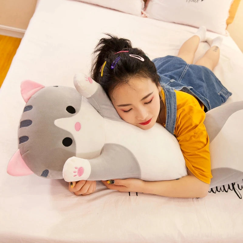 Huggable Long Snuggle Plush Cat Pillow