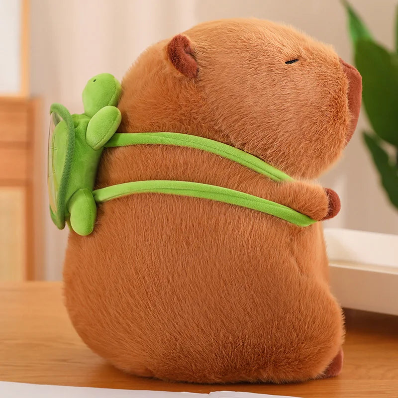 Cute Fully Filled Capybara with Tortoise Backpack Plushies