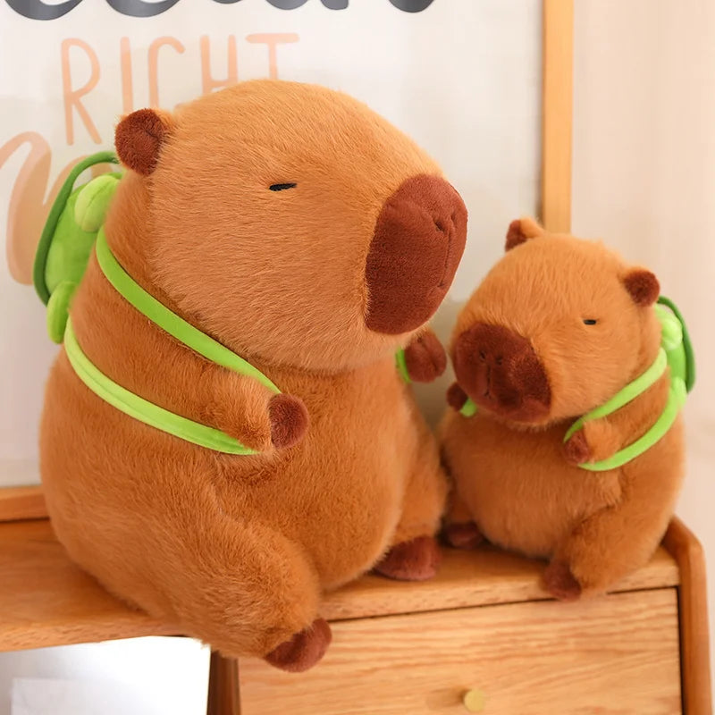 Cute Fully Filled Capybara with Tortoise Backpack Plushies