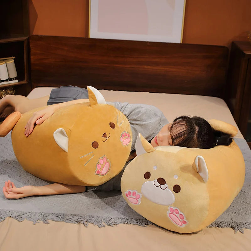 Cute Cat & Japanese Shiba Inu Dog Plush Pillow