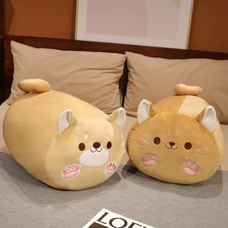 Cute Cat & Japanese Shiba Inu Dog Plush Pillow