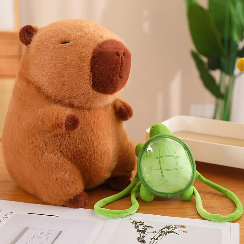 Cute Fully Filled Capybara with Tortoise Backpack Plushies