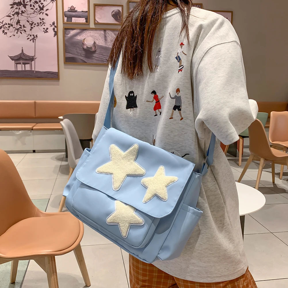 Women Nylon Star Design Crossbody Bag