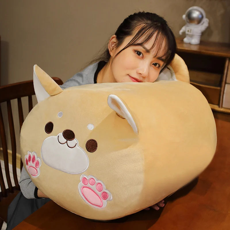 Cute Cat & Japanese Shiba Inu Dog Plush Pillow