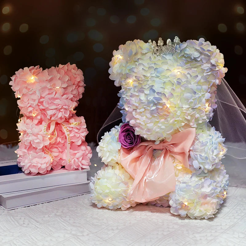 Artificial Rose Flowers with Lights & Box Teddy Bear