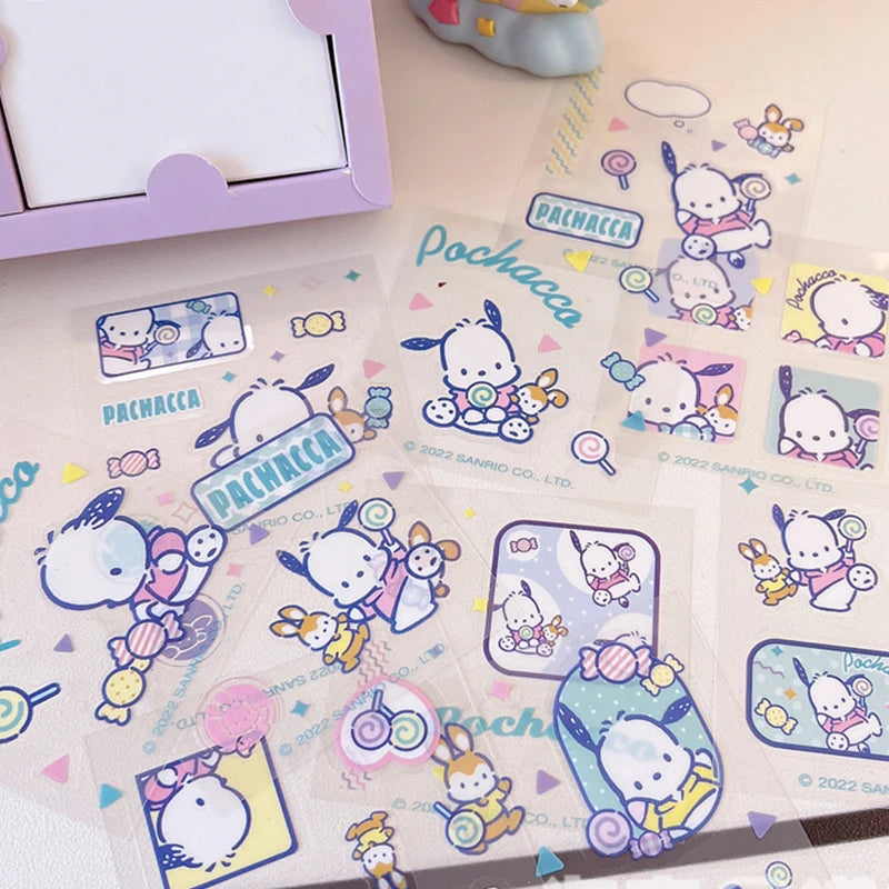 60 Sheet Kawaii Hello Kitty Kuromi Cinnamoroll All Craft DIY Stickers Box