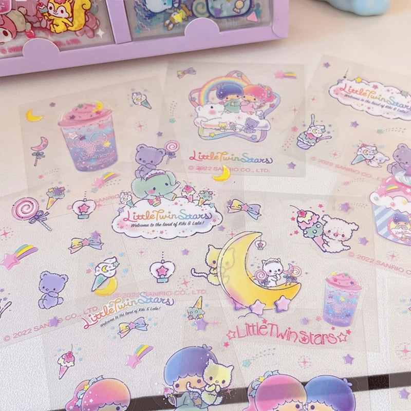 60 Sheet Kawaii Hello Kitty Kuromi Cinnamoroll All Craft DIY Stickers Box