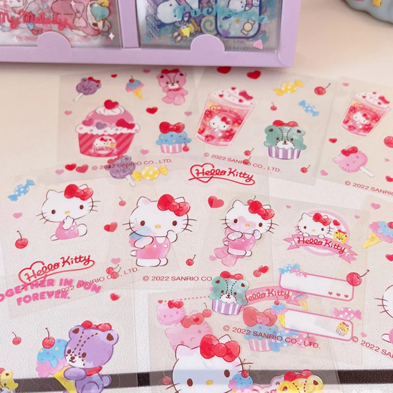 60 Sheet Kawaii Hello Kitty Kuromi Cinnamoroll All Craft DIY Stickers Box