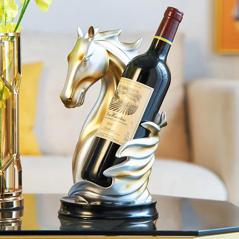 Nordic Resin Horse Head Statue Wine Bottle Holder