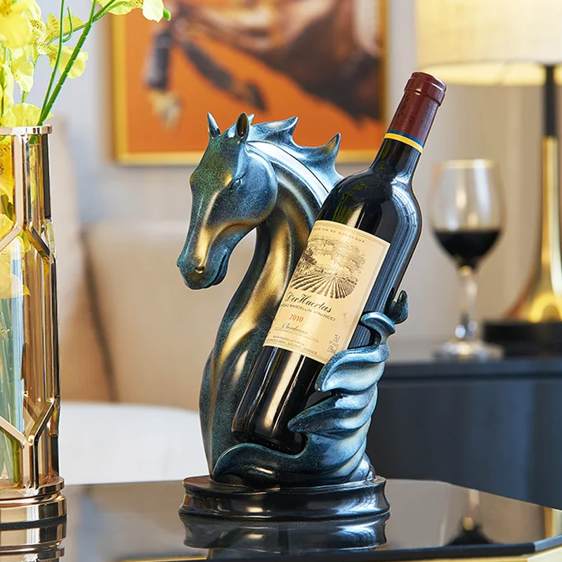 Nordic Resin Horse Head Statue Wine Bottle Holder