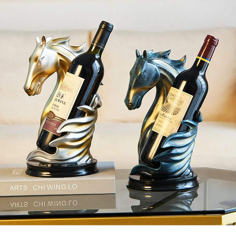 Nordic Resin Horse Head Statue Wine Bottle Holder