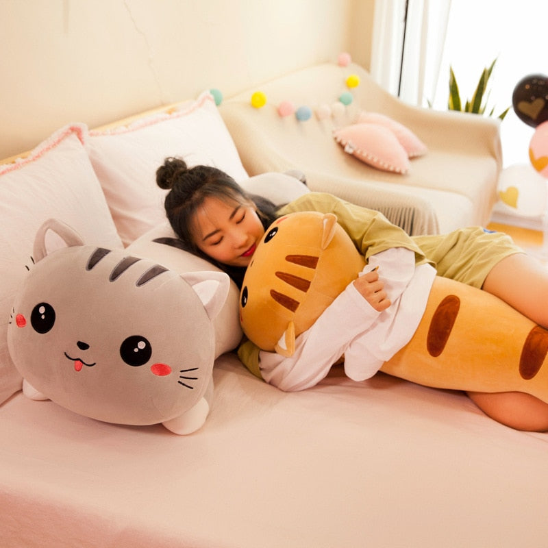 Kawaii Long Happy Cat Pillow Plush XL (90cm)