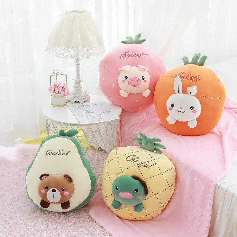 Kawaii Fruit Animal Plush Pillow – Limited Edition