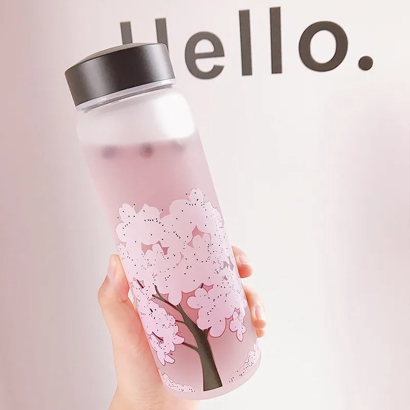 Kawaii Color Changing Cherry Blossom Glass Bottle (420ml)