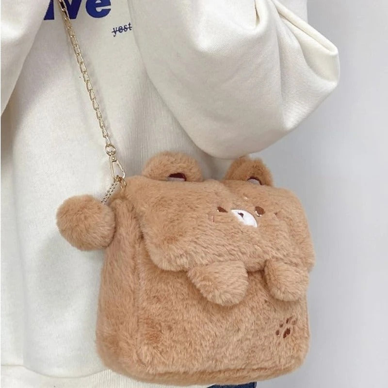 Kawaii Cute Fluffy Animal Bear / Bunny / Frog / Shiba Crossbody Shoulder Bag