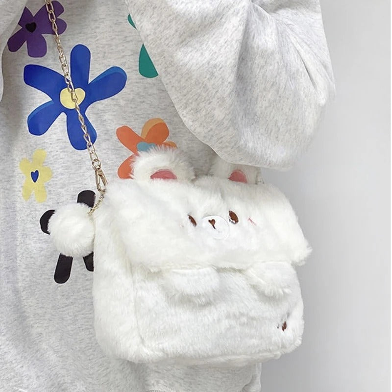 Kawaii Cute Fluffy Animal Bear / Bunny / Frog / Shiba Crossbody Shoulder Bag