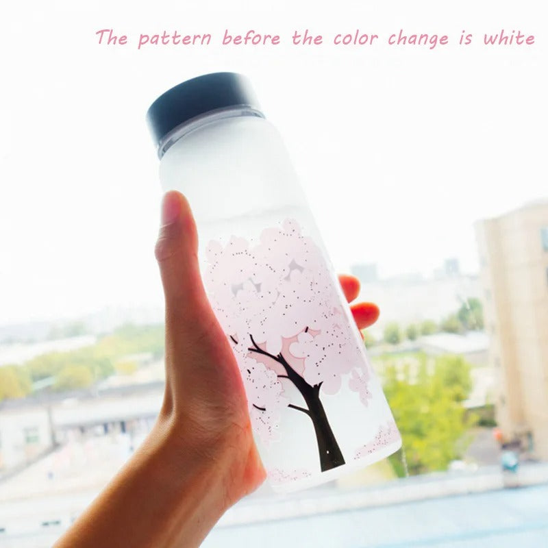 Kawaii Color Changing Cherry Blossom Glass Bottle (420ml)