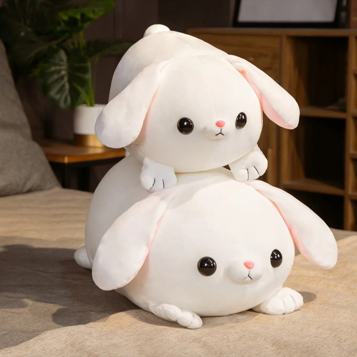 Pearls the Kawaii White Laying Bunny Plushie