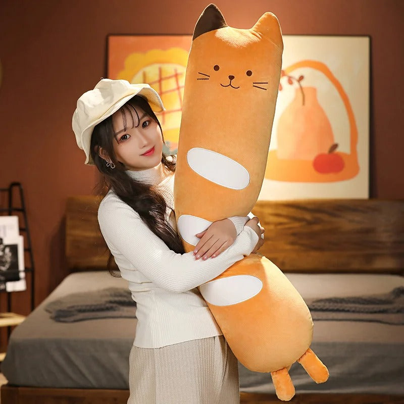 Kawaii Long Cat Loaf Pillow Plush (90cm) – Limited Edition