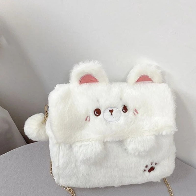 Kawaii Cute Fluffy Animal Bear / Bunny / Frog / Shiba Crossbody Shoulder Bag