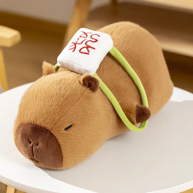 Sleepy Capybara with Mahjong Backpack Plushie