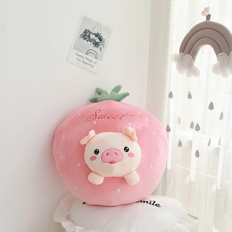 Kawaii Fruit Animal Plush Pillow – Limited Edition