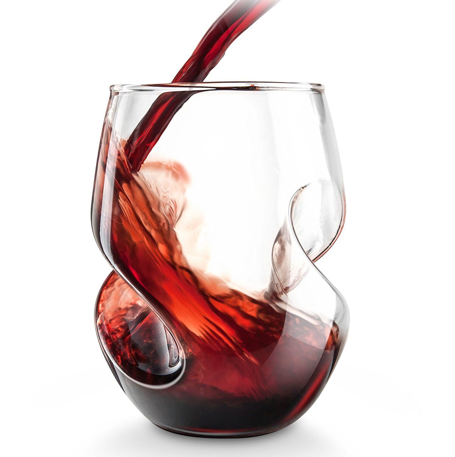 Curved Glassware Stemless Wine Glasses Set of 4