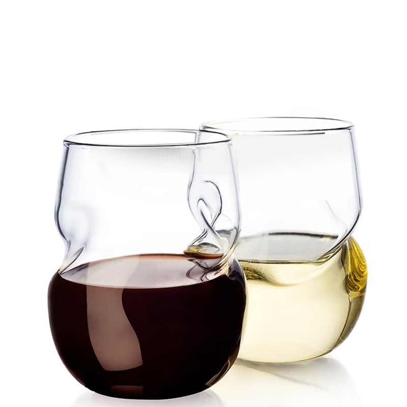 Curved Glassware Stemless Wine Glasses Set of 4