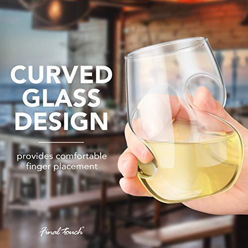 Curved Glassware Stemless Wine Glasses Set of 4