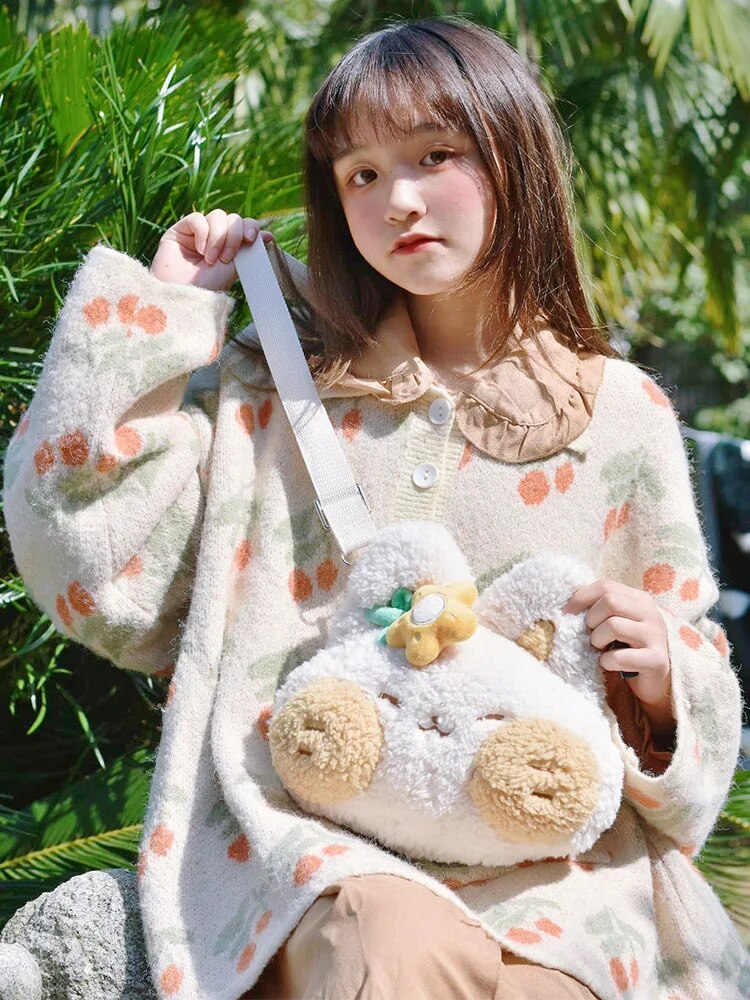 Kawaii Snow Fox Plush Crossbody Bag